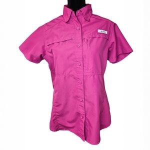 Pink Short Sleeve Button-Up Shirt